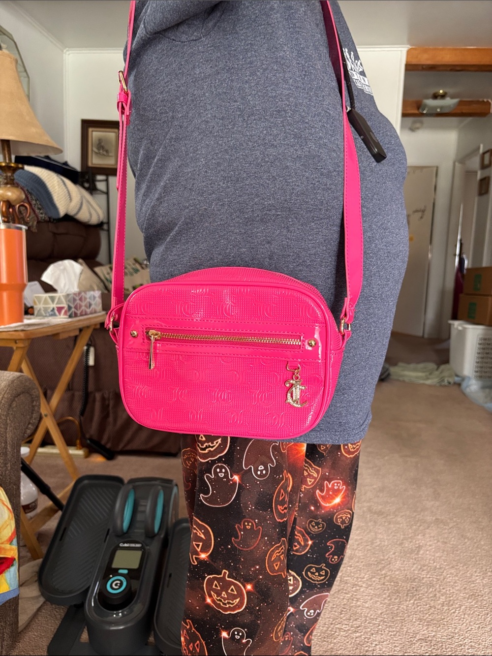 Juicy Couture Hot Pink Crossbody Bag with Gold Hardware